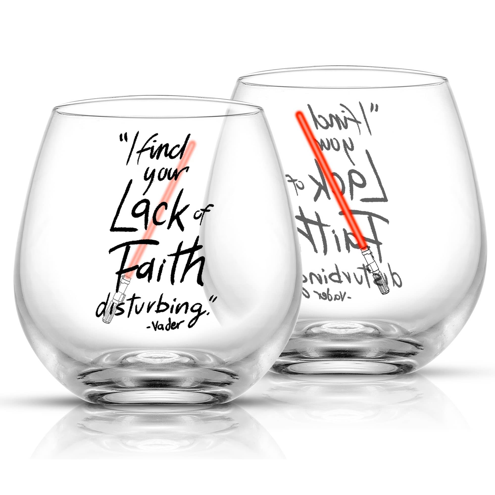 JoyJolt® Star Wars™ 15.oz. New Hope Darth Vader Red Lightsaber Stemless Drinking Glass, 2ct.